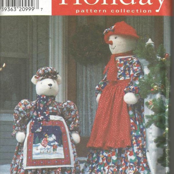 Faith Van Zanten Christmas Greeters Snow Lady Polar Bear with Clothes Simplicity 7882 Uncut FF Christmas Crafts Christmas Sewing Pattern