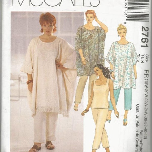 Full Figure Wardrobe Poncho Top Pants Capris McCall's 2761 WomanStyle Uncut FF Size 18W - 24W Bust 40 - 46 Women's Sewing Pattern