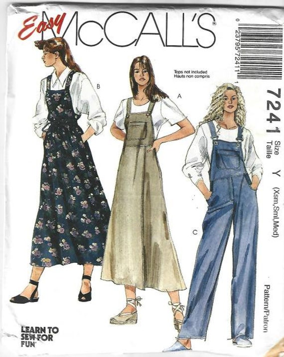 1990s Overalls and Jumper Easy to Sew Mccall's 7241 UNCUT - Etsy