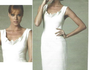 Designer Cocktail Dress Scoop Front & Back Neckline Easy to Sew Vogue 1218 UNCUT FF Bust 34-40 Size 12-18 Women's Sewing Pattern