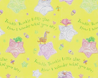 Baby Shower Gift Wrap ca. 1970s Toy Animals on Stars ONE Flat Sheet Vintage Wrapping Paper