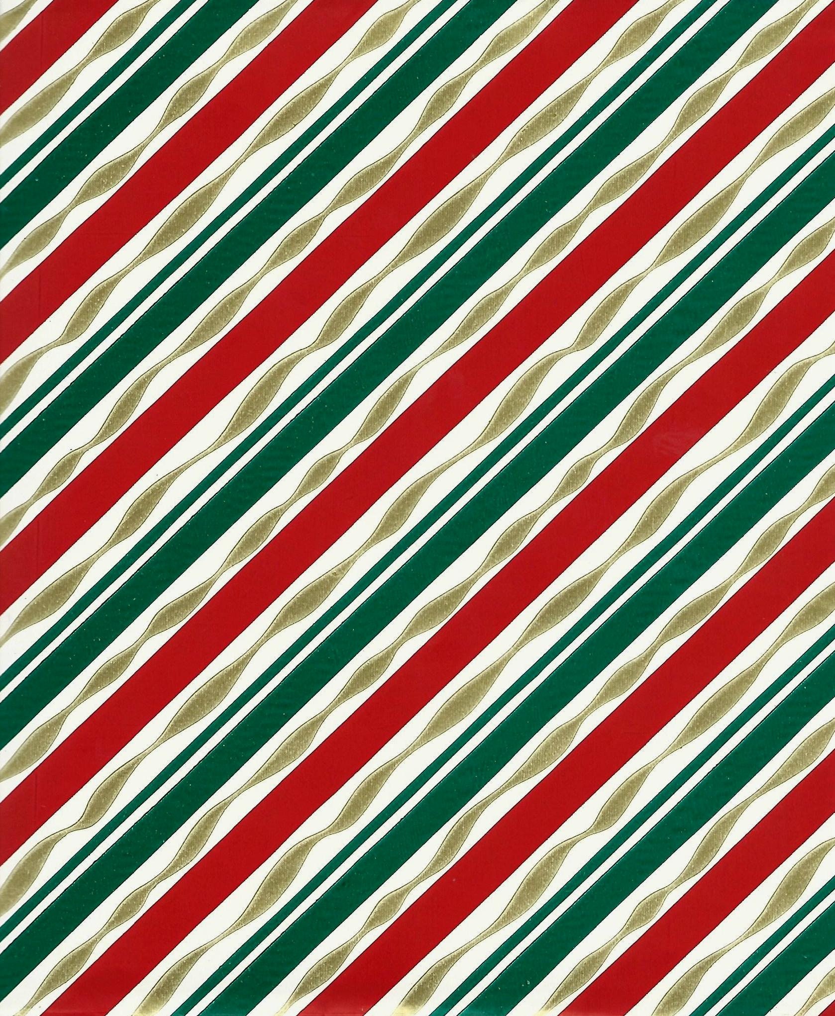 Red, Green, Burgundy, Gold Stripe Wrapping Paper