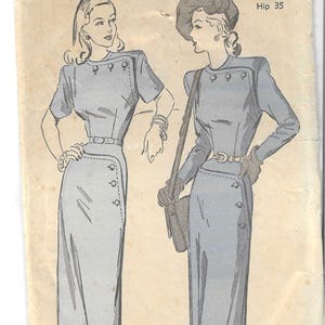 Advance 4748  1940s Misses&#39; Sheath Dress Asymmetrical Closure Short or Long Sleeves Bust 32 Women&#39;s Vintage Sewing Pattern