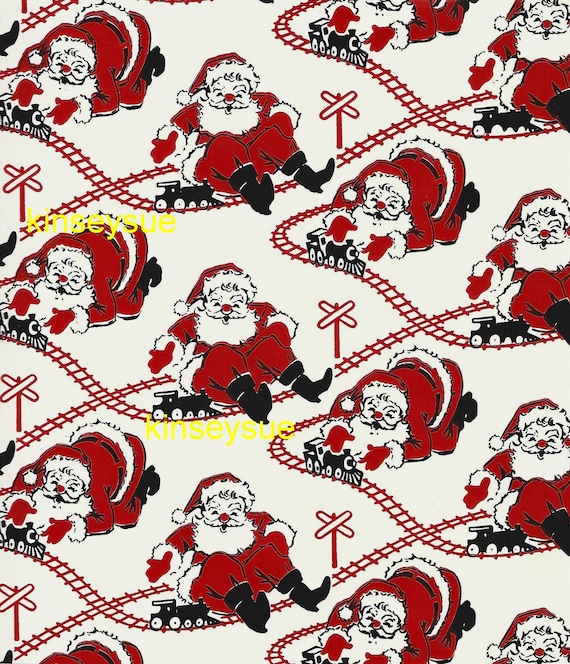 Vintage Wrapping Paper Christmas Gift Wrap Santa Wrapping Paper