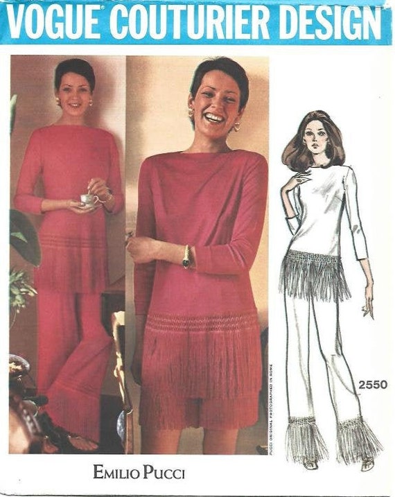 1970s Pucci Size 14 Misses Top Pants and Shorts Vogue 2550 Cut 