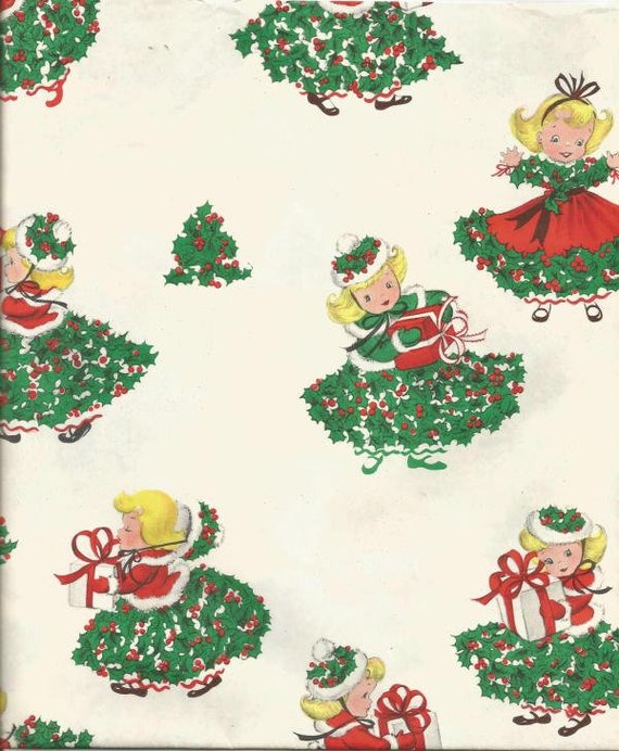 little girl christmas wrapping paper