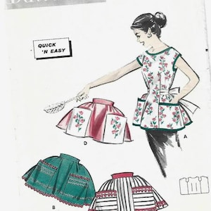 Butterick 8336 1950s Aprons Coverall Hostess Half Aprons Easy to Sew  One Size Cut Complete Women&#39;s Vintage Sewing Pattern