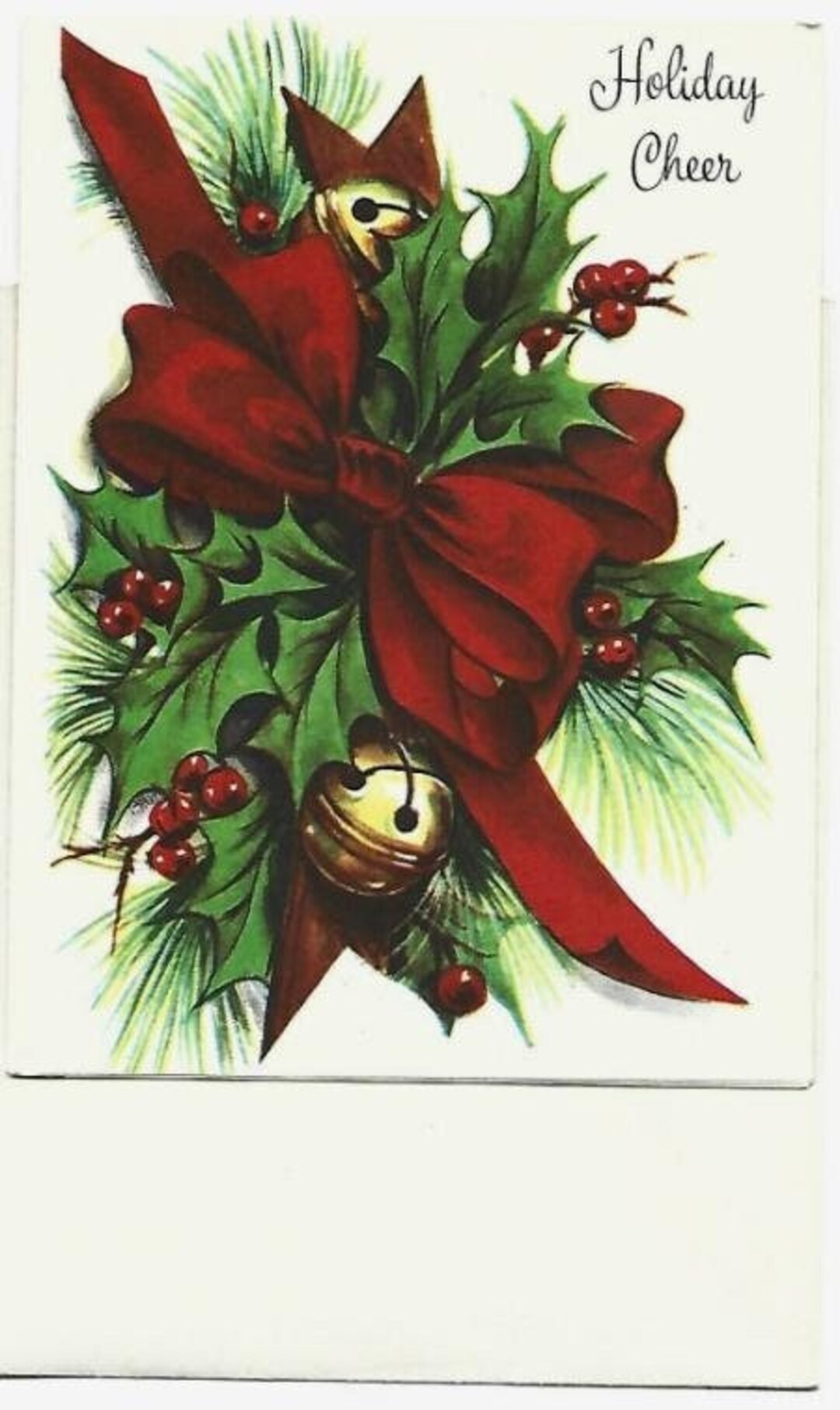 Vintage 1950s Christmas Card Basket of Holly & Berries for You - Etsy