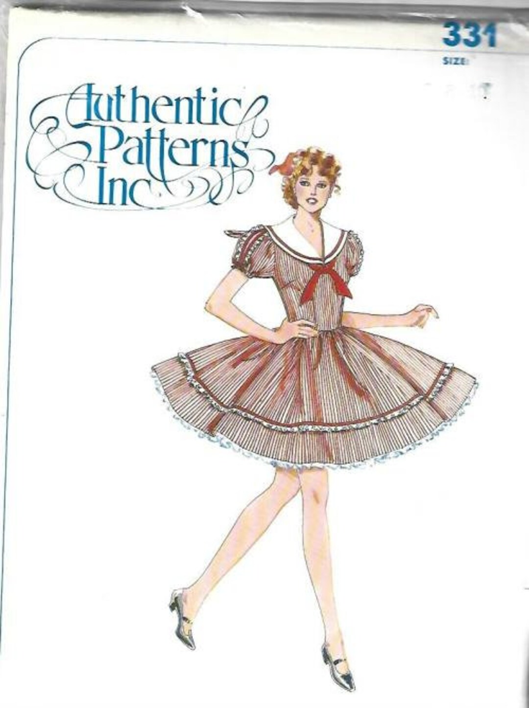 1970s Square Dance Dress Sewing Pattern Sailor Collar Circle Skirt