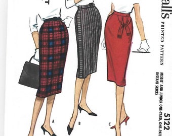 1950s Slim Skirts One Gore Dart Fitted Partially Cut McCall's 5122 Waist 25 Hip 34 Women's Vintage Sewing Pattern