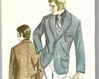 1970s Men's Sport Coat Kwik Sew 328 UNCUT FF Chest 36-38-40 Men's Vintage Sewing Pattern