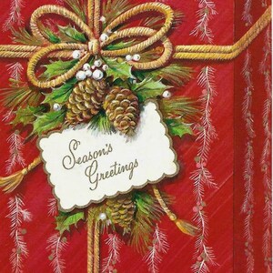 Vintage Die Cut Christmas Card from The Coronation Collection SEASON&#39;S GREETINGS Unused with Envelope
