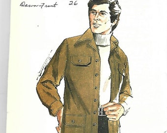 1970s Men's Leisure Jacket Unlined Patch Pockets Kwik Sew 664 UNCUT FF Chest 48 - 54 Men's Vintage Sewing Pattern