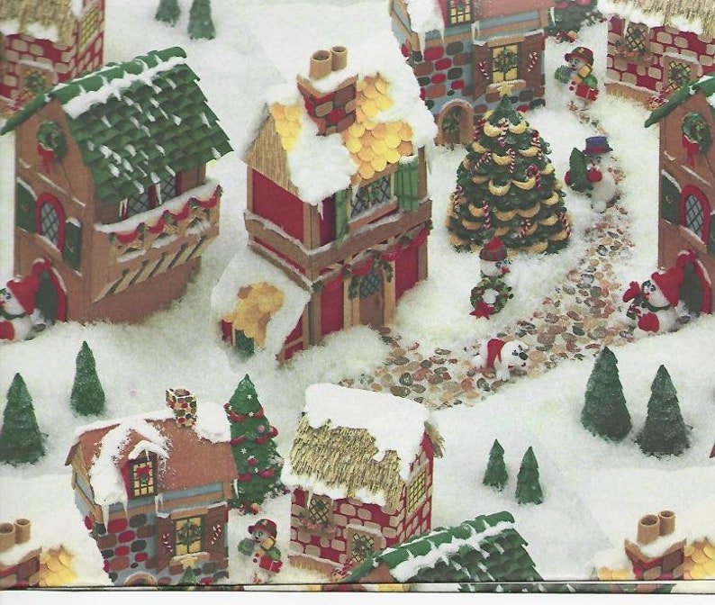 Vintage Cleo Christmas Wrapping Paper Christmas Village Real Photo Paper Vintage Christmas Gift Wrap One Flat Sheet