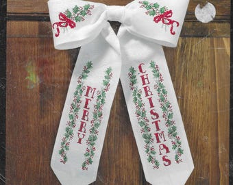 Holiday Bow Door Decoration Counted Cross Stitch Kit Sealed