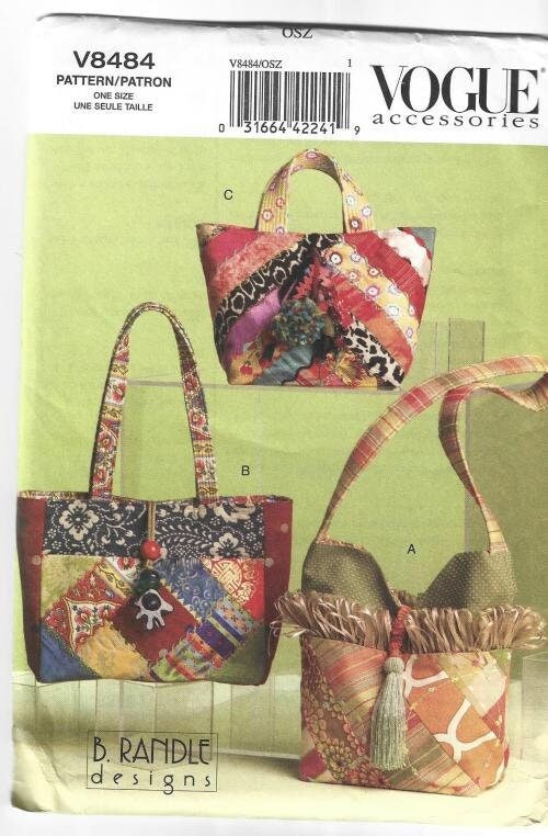 Handbags Three Styles by B. Randle Crazy Quilted Bags Vogue - Etsy