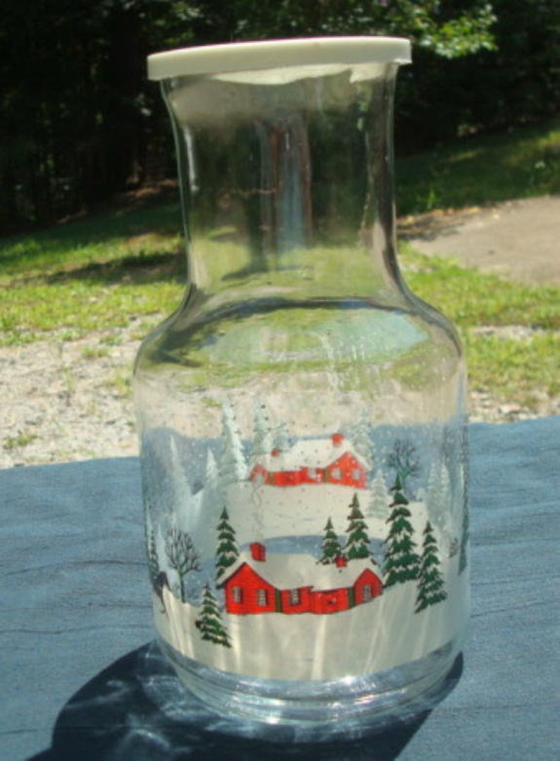 Libbey Winter Village Juice Carafe With Lid Etsy