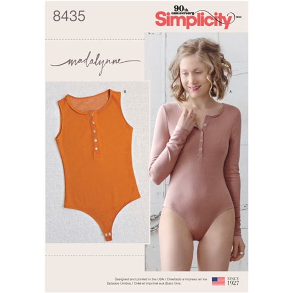 Misses' Knit Bodysuit Sleeveless or Long Sleeves by Madalynne Simplicity  8435 Uncut FF Size XS-XL Bust 30.5-46 Women's Sewing Pattern 