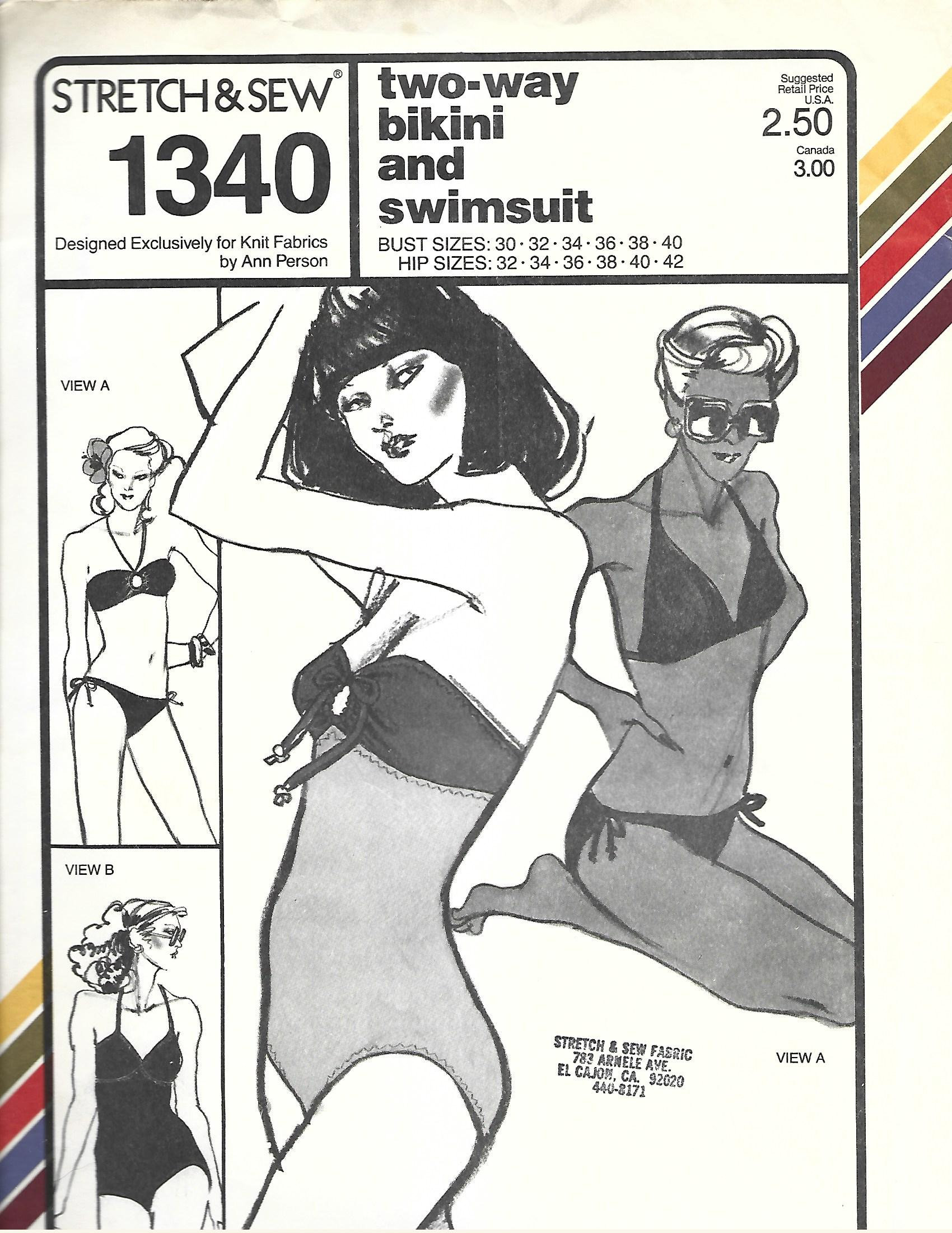 Stretch & Sew 1340 Uncut 1970s Women's Two Way Bikini and Stretch & Sew 1340 Uncut 1970s Women's Two Way Bikini and