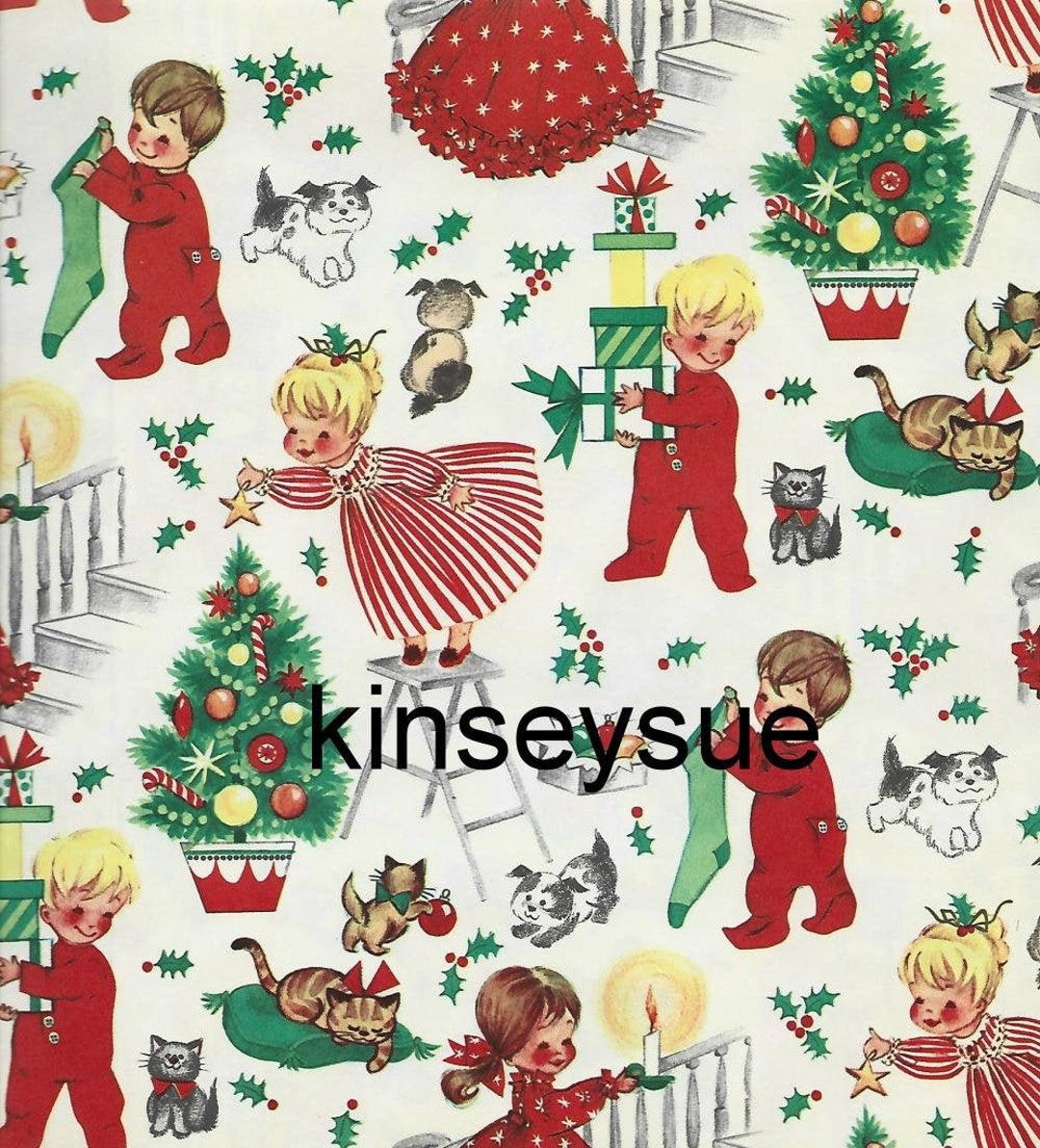 Vintage Christmas Wrapping Paper For Sale 