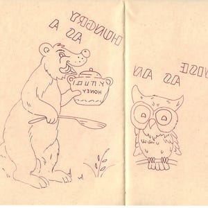 Vintage Red Line Hot Iron Transfer Eight Animals UNCUT ca. 1950-1960s Vintage Embroidery Pattern