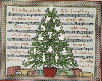 1990s Cross Stitch Wall Hanging Kit Twelve Days of Christmas Sealed