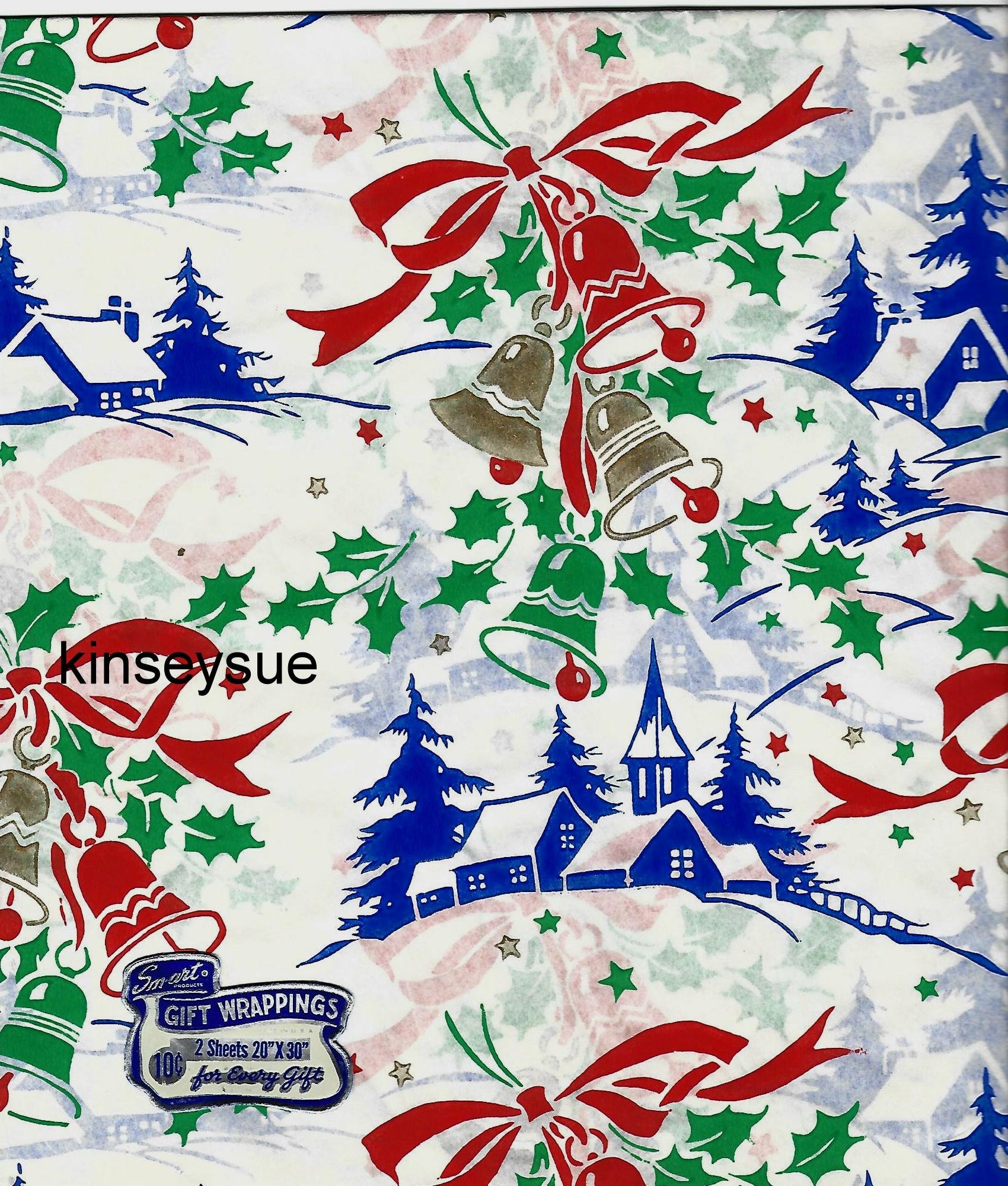 1940s Vintage Christmas Wrapping/tissue Paper Christmas Stars Christmas Gift  Wrap One Flat Sheet 