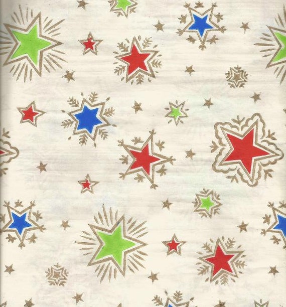 1940s Vintage Christmas Wrapping/tissue Paper Christmas Stars Christmas Gift  Wrap One Flat Sheet 