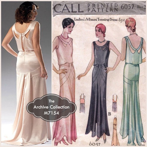 1930s Evening Gown McCall's 7154 McCall 6057 Wedding Dress Bride Dance Prom Reissue Size 6 - 14 OOP Womens Vintage Sewing Pattern