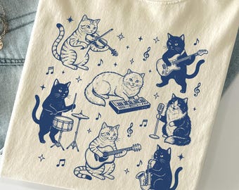 Comfort Colors® Music Teacher Shirt, Cute Cat Band Shirt, Music Teacher Gift, Teacher Appreciation Gift, Back to School Teacher Shirt