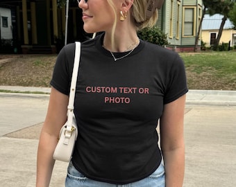 Custom Y2K Baby Tee – Trendy Personalized Crop Top, Gift for Her & GF