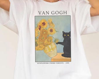 Comfort Colors Cat Shirt Funny Cat Shirt Van Gogh Shirt Cat Meme Shirt Black Cat T Shirt Art Shirt Artist Tee Kitty Lover Gift Tee