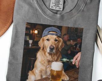 Funny Golden Retriever Drinking Beer Shirt, Dog Meme Graphic Tee, Silly Novelty Shirt, Sarcastic Gift, Funny Shirt Women Men Idea