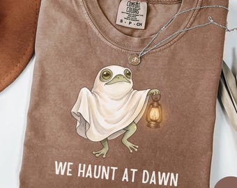 Comfort Colors® We Haunt at Dawn Shirt, Cute Ghost Frog Halloween Tee, Funny Spooky Season Shirt, Fall Gift for Frog Lovers