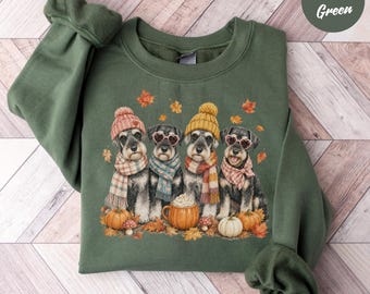Fall Schnauzer Sweatshirt, Schnauzer Tee, Autumn Dog Lover Shirt, Cute Schnauzer Mom Gift, Pumpkin Halloween Shirt, Fall Shirt