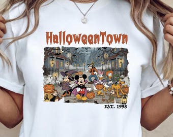 Halloweentown Disney Shirt, Mickey and Friends Halloween T-Shirt, Cute Spooky Mickey Minnie Donald Daisy Goofy Pluto Tee