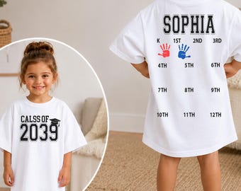 Comfort Colors® Class Of 2038 Handprint Shirt, 2039 Graduation Shirt, First Day of School Shirt, Grow With Me Shirt, Photo Day Shirt