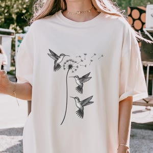 Dandelion Hummingbird T-Shirt: Comfort Colors Nature Tee