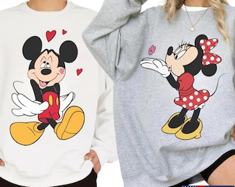 Mickey and Minnie Kissing Shirt, Disney Valentines Day Couple Matching T-Shirt, Lover Mickey and Minnie Shirt, Gift for Her