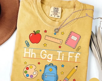 Comfort Colors TGIF Teacher Shirt, Alphabet Teacher Shirt, Kindergarten Teacher Shirt, Teacher Christmas Gift, Teacher Appreciation Gift