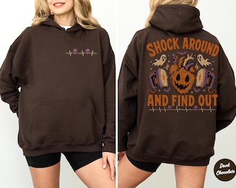 Funny Cardiac Nurse Halloween Sweatshirt, Shock Around And Find Out, Cardiology Nurse Shirt, CVICU Nurse Crewneck, Halloween Nurse Gift
