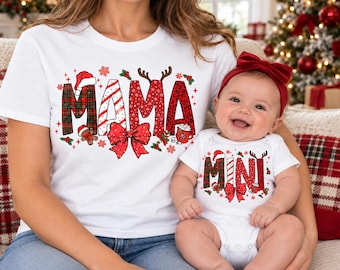 Mama Mini Matching Christmas Shirts, Mommy and Me Christmas Shirt, Mom and Baby Matching Outfit, Christmas Mama Mini Tees