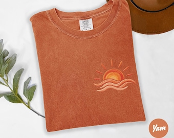 Sunset Beach Comfort Colors Shirt, Coastal Summer T-Shirt, Sunset Shirt, Beach Vacation Tee, Summer Graphic Tee