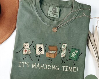Mahjong Shirt, Cute Doodle Mahjong T-Shirt, It's Mahjong Time Tee, Mahjong Game Night Shirt, Mahjong Lover Gift