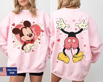 Valentines Day Mickey Sweatshirt, Magical Land Valentine Sweater, Retro Two Sided Valentine Crewneck, Unisex Gift