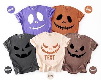 Comfort Colors® Custom Pumpkin Face Halloween Shirt, Matching Group Halloween Tee, Pumpkin Face Shirt, Halloween Party Shirt
