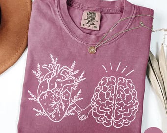 Comfort Colors® Mental Health Awareness Shirt, Motivational shirt, Mental Health Matters, Cute Brain Heart Shirt, School Psychologist Shirt