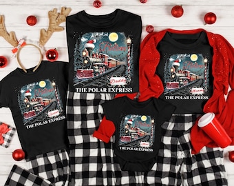 Polar Express Family Vacation Shirts, Custom Name Christmas Crewneck, Believe Christmas Family Shirt, Polar Express Train Ride T-Shirt