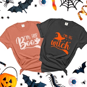 Comfort Colors Halloween Couple Shirts: I&#39;m Her Boo, I&#39;m His Witch