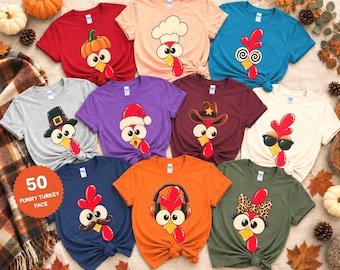 Funny Turkey Face Thanksgiving Shirt, Cute Turkey Shirt, Thanksgiving Family Matching Tee, Turkey Group Shirt, Fall Thanksgiving Gift
